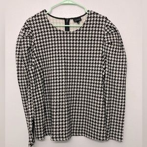 Who What Wear Houndstooth Relaxed Blouse Size Large